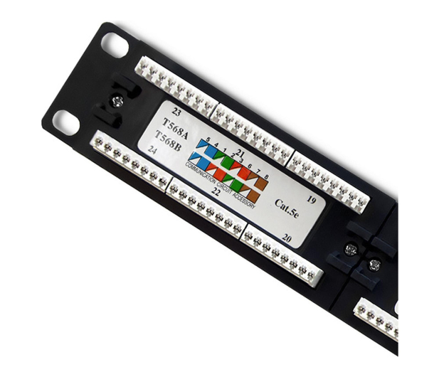 Qoltec Patch panel RACK 24 porty kat.5E UTP czarny - 1329996 - zdjęcie 4